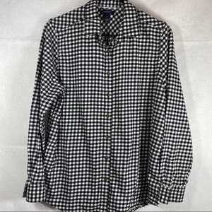 Lands End Black Gingham Check Baumwolle Shirt